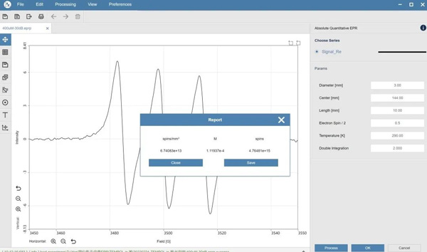 Interface de função CIQTEK Quantitativo Absoluto EPR (ESR)