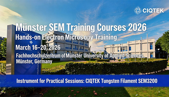 A CIQTEK SEM integra os cursos de formação em microscopia eletrónica de Münster em 2026, na Alemanha.